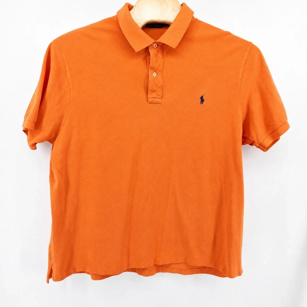 Polo Ralph Lauren Polo Shirt Mens 2XB Heritage Pique Big & Tall Orange Casual